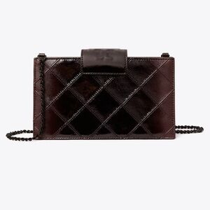 Tory Burch Mini Fleming Patent Leather Crossbody - Deep Burgundy